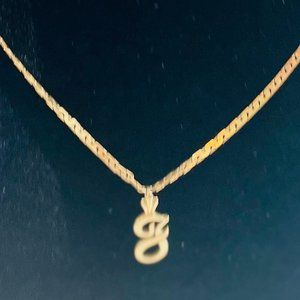 14K Gold Chain Signed on the lobster clasp,14k crowned letter "G" gold pendant